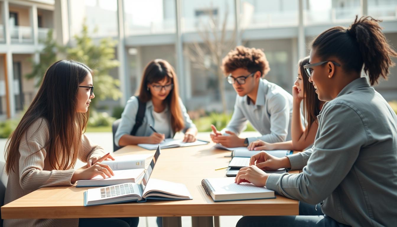 Students collaborating in study space